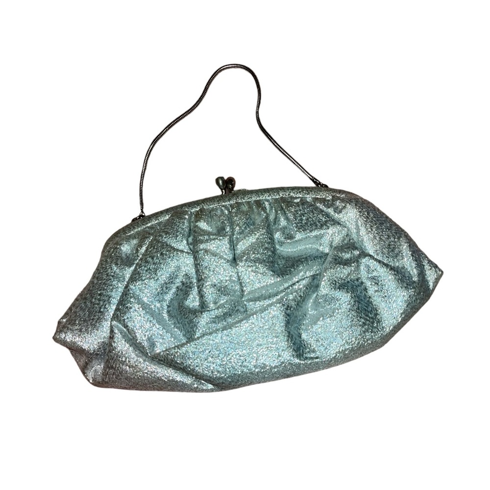 Vintage Silver Clutch Handbag With Attached Coin Purse